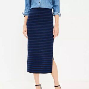 Loft Women’s Striped Ottoman Midi Skirt, S, NWT
